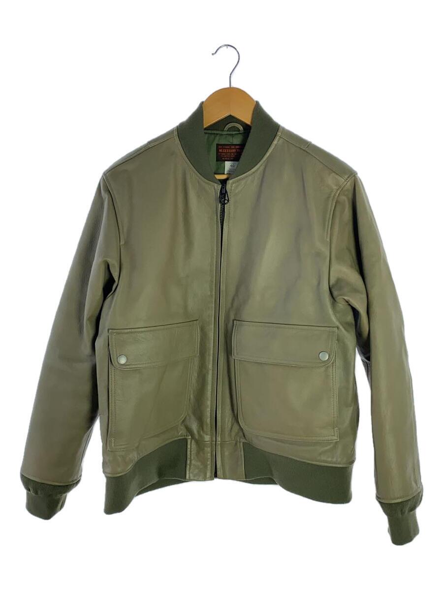 【中古】THE UNION◆TF-8 LETHER JKT/左腕擦れ有なめし革上衣・上衣/40/牛皮/KHK/無【メンズウェア】