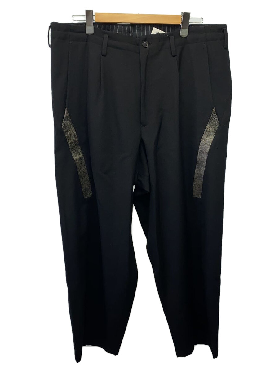 【中古】yohji yamamoto POUR HOMME◆ARMY GABARDINE SIDE CURVE PANTS/3/羊毛/BLK/HO-P21-101//【メンズウェア】