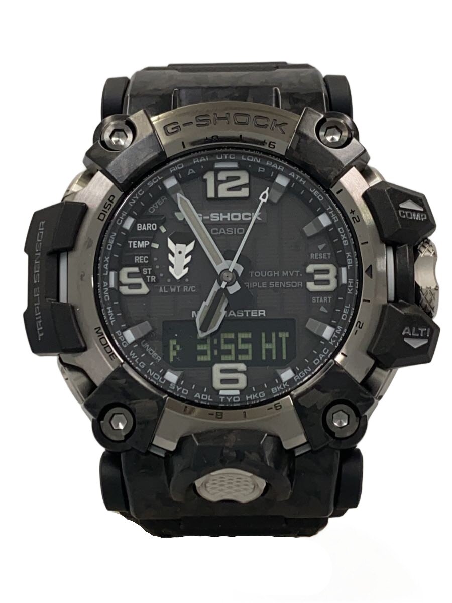 【中古】CASIO◆石英ウオッチ/アナログ/天然ゴム/BLK/BLK/炭素【服飾雑貨他】