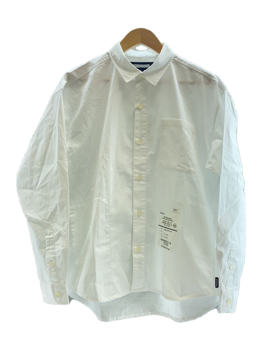 【中古】NEIGHBORHOOD◆PLAIN SHIRT/飾り気の無いプルオーバー/長袖プルオーバー/S/綿織物/WHT/251SPNH-SHM03//【メンズウェア】