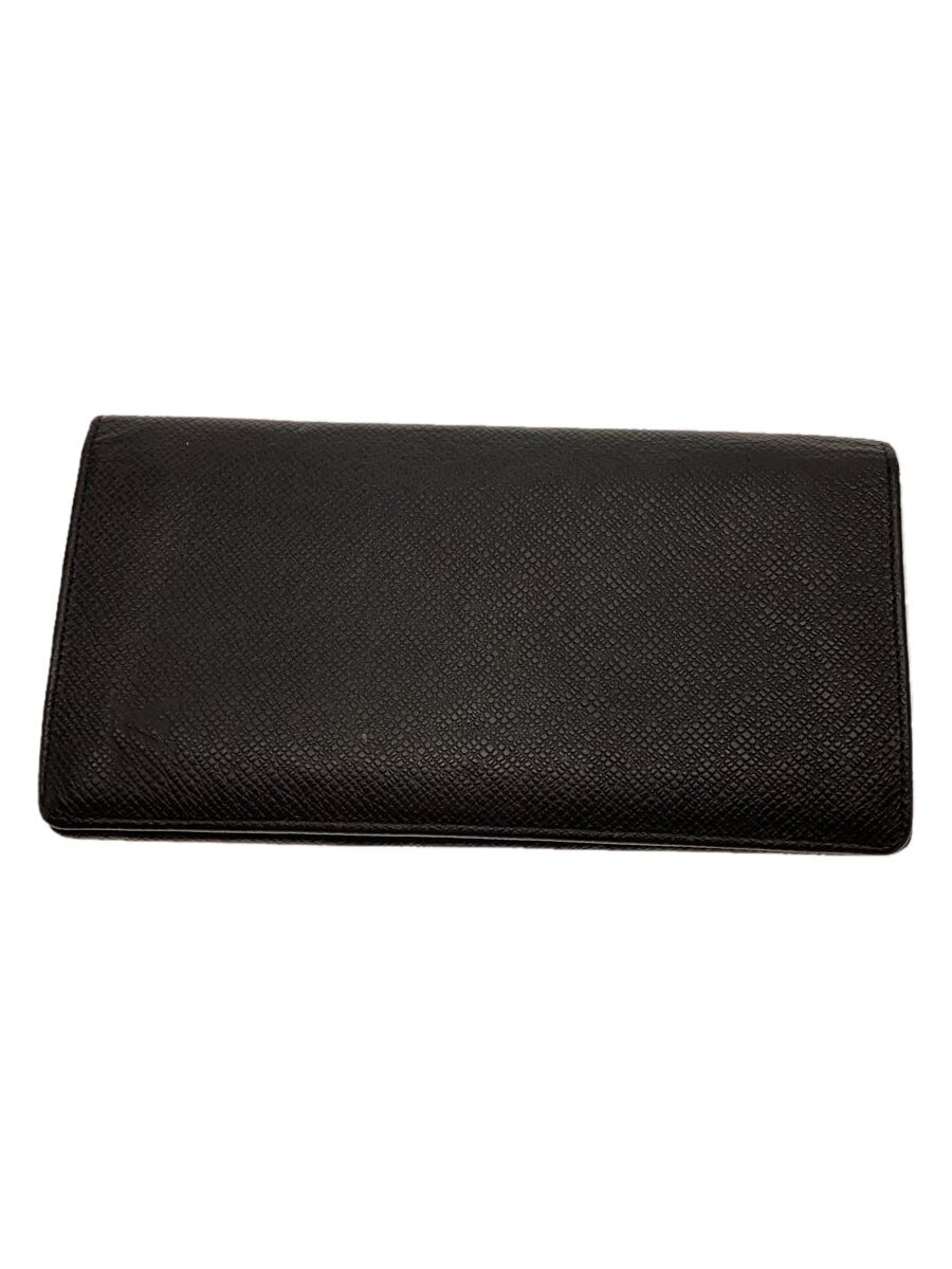 【中古】LOUIS VUITTON◆ポルト・フォイユ・プラザ_タイ王国ガ_BLK/なめし革/BLK/無地/メンズ【服飾雑貨他】