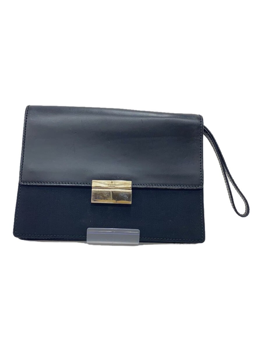 【中古】GUCCI◆クラッチペダル御徒面子_GG帆布/帆布/BLK/無地【御徒面子】