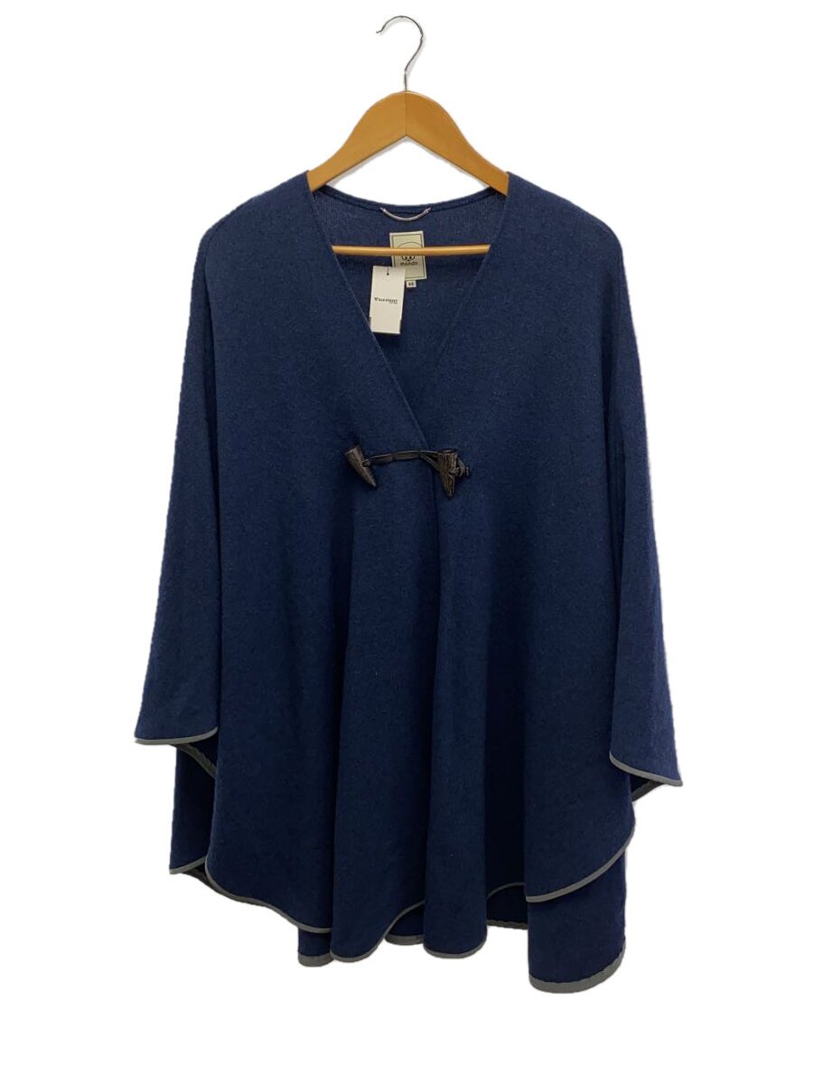 【中古】MANDO◆ポンチョ/36/羊毛/NVY/カシミール混【レディース御召しもの】