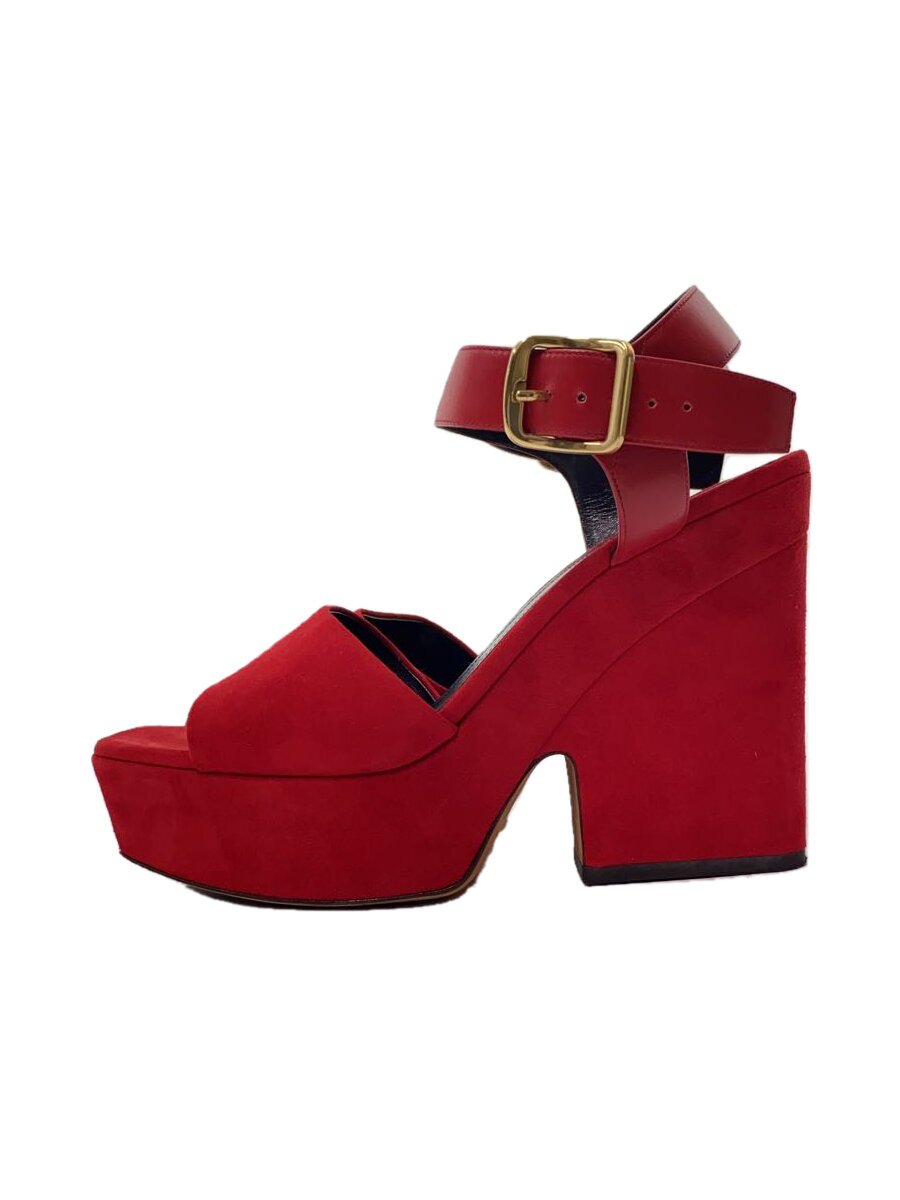 【中古】CELINE◆サンダル/38/RED/スウェード//【シューズ】