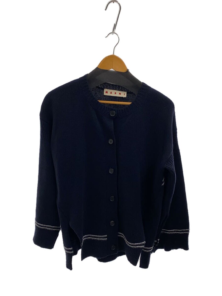 【中古】MARNI◆キモノスリーブカーディガン(朦々たる)/36/羊毛/NVY/CDMD0309Q1 UFW608【レディース御召しもの】