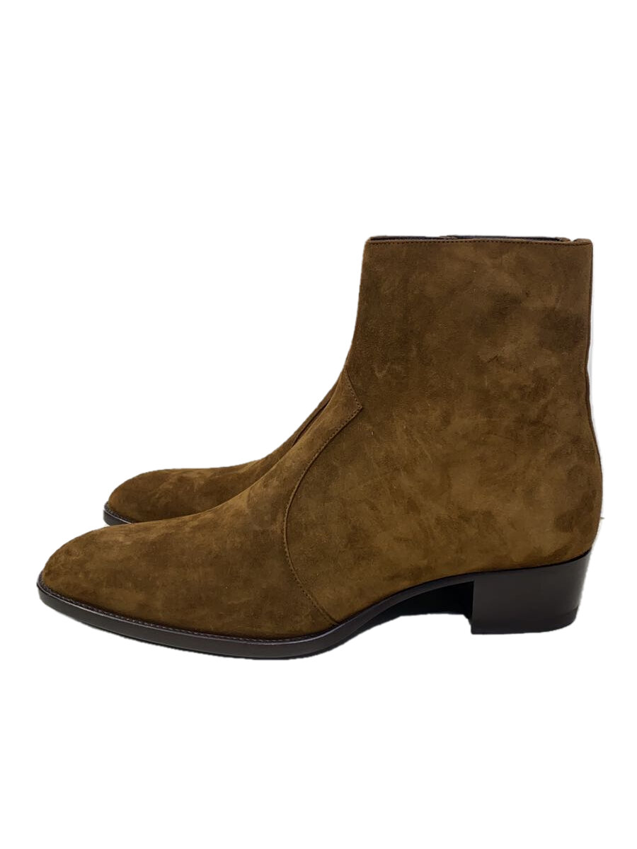 【中古】SAINT LAURENT◆ワイアットスウェードサイドジップブーツ/41/BRW/スウェード/755179//【シューズ】