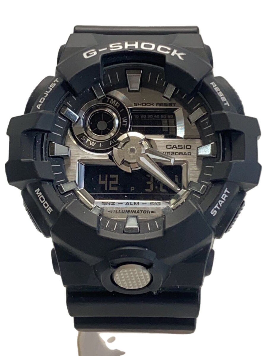【中古】CASIO◆石英ウオッチ・G-SHOCK/デジアナ/天然ゴム/SLV/BLK//【服飾雑貨他】