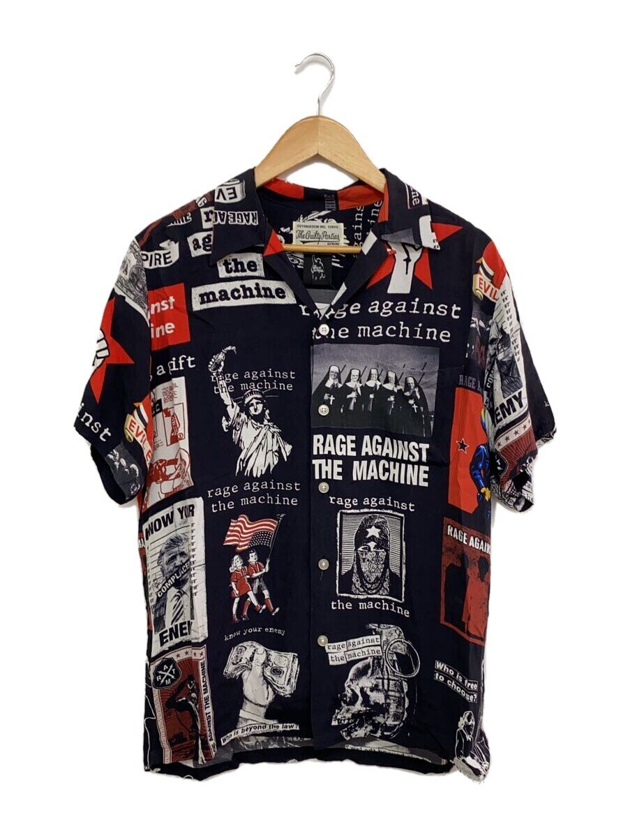 【中古】WACKO MARIA◆20SS/Rage Against The Machine/半袖プルオーバー/M/人絹/BLK/総柄//【メンズウェア】