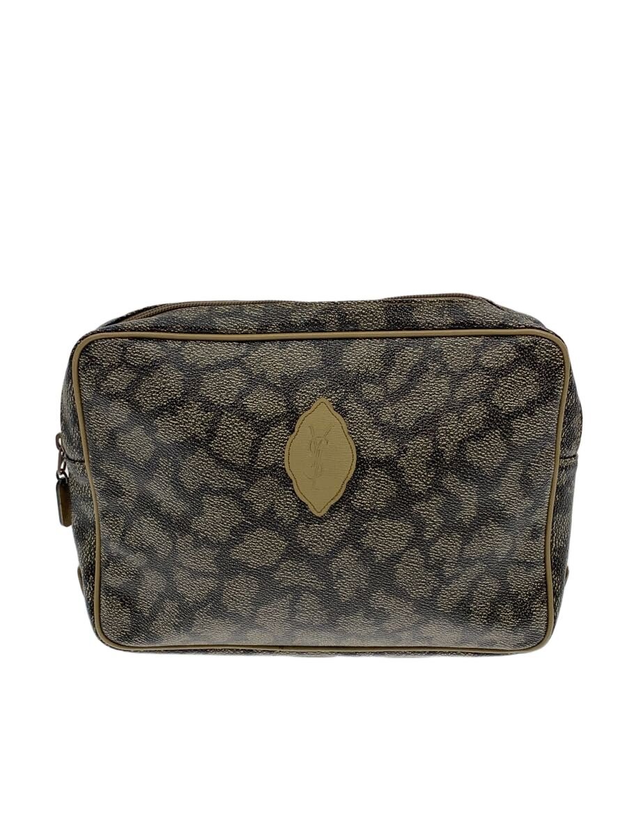 【中古】YVES SAINT LAURENT◆二番め御徒面子/なめし革/BEG/総柄//【御徒面子】