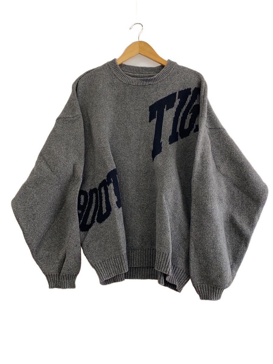 【中古】TIGHTBOOTH PRODUCTION◆ACID LOGO KNIT SWEATER/編み物・プルオーバー(朦々たる)/L/綿織物/GRY//【メンズウェア】