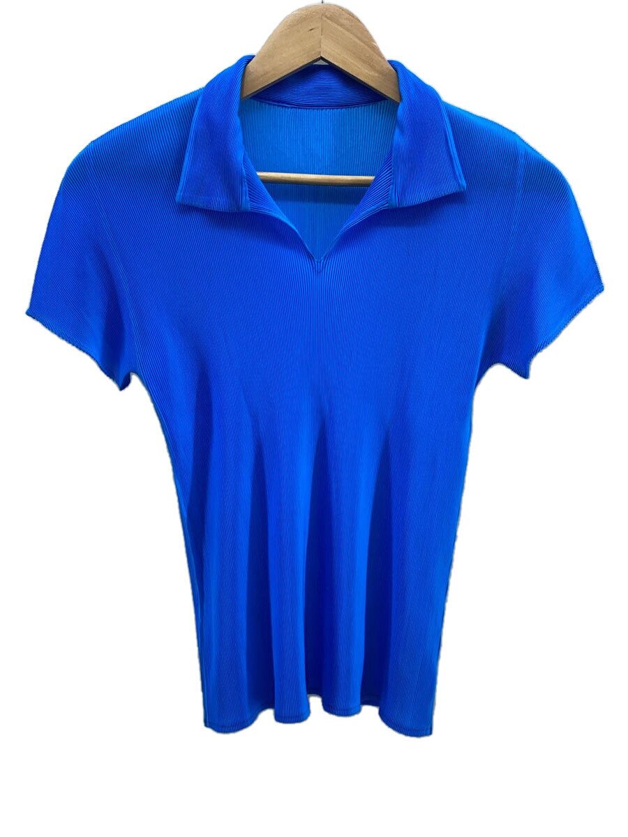【中古】PLEATS PLEASE ISSEY MIYAKE◆半袖カットソー/3/ポリエステル/BLU/PP21-FK504【レディース御召しもの】