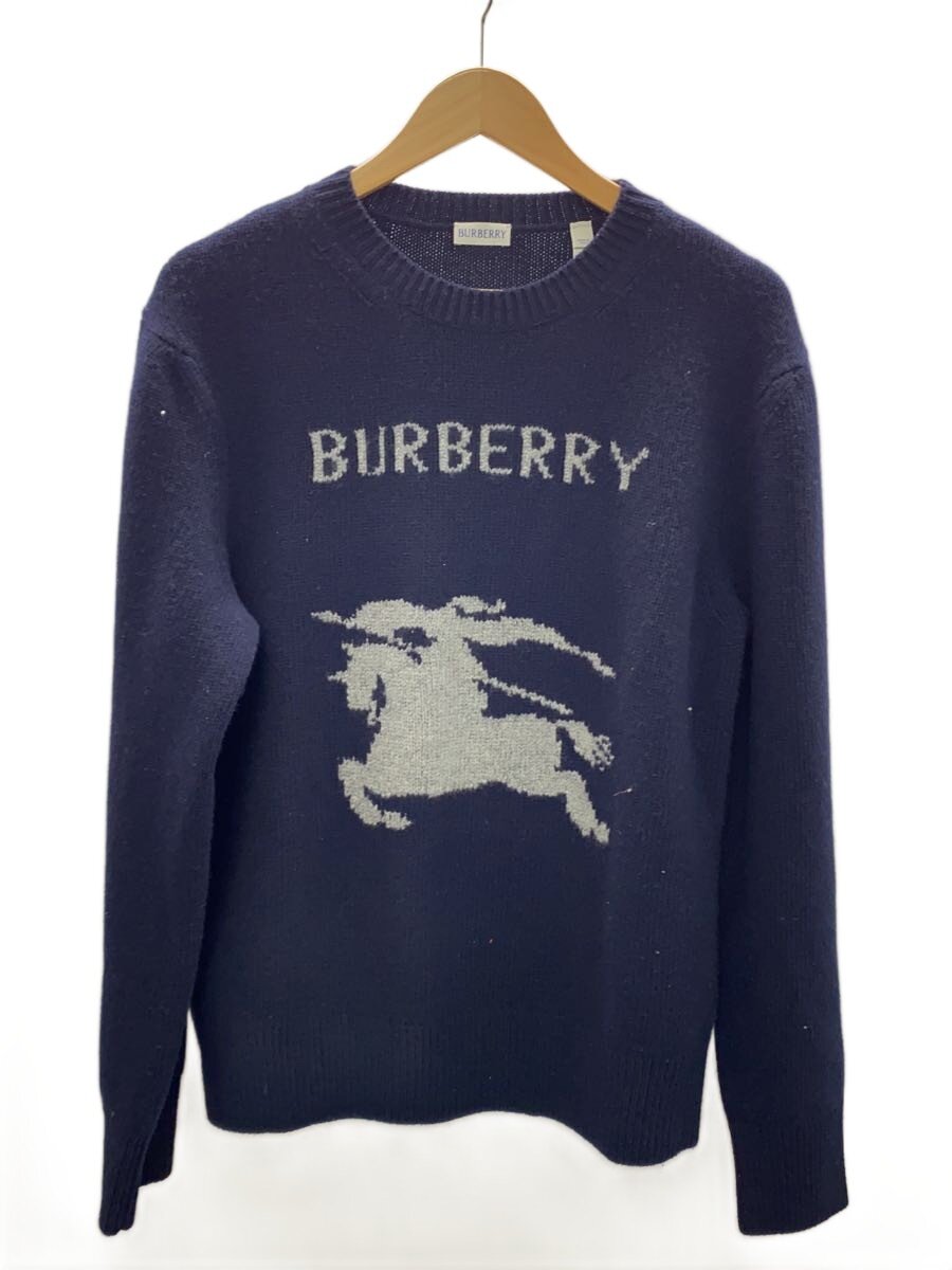 【中古】BURBERRY◆編み物・プルオーバー(朦々たる)/M/羊毛/NVY【メンズウェア】