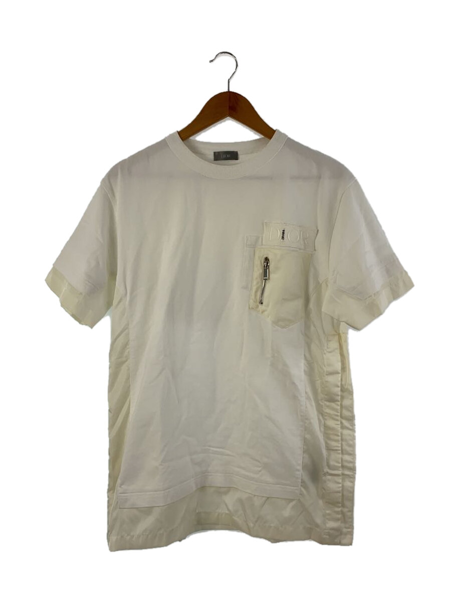 【中古】Christian Dior◆プルオーバー/M/綿織物/WHT/無地/縛プルオーバー/物質の状態思いめぐらす//【メンズウェア】