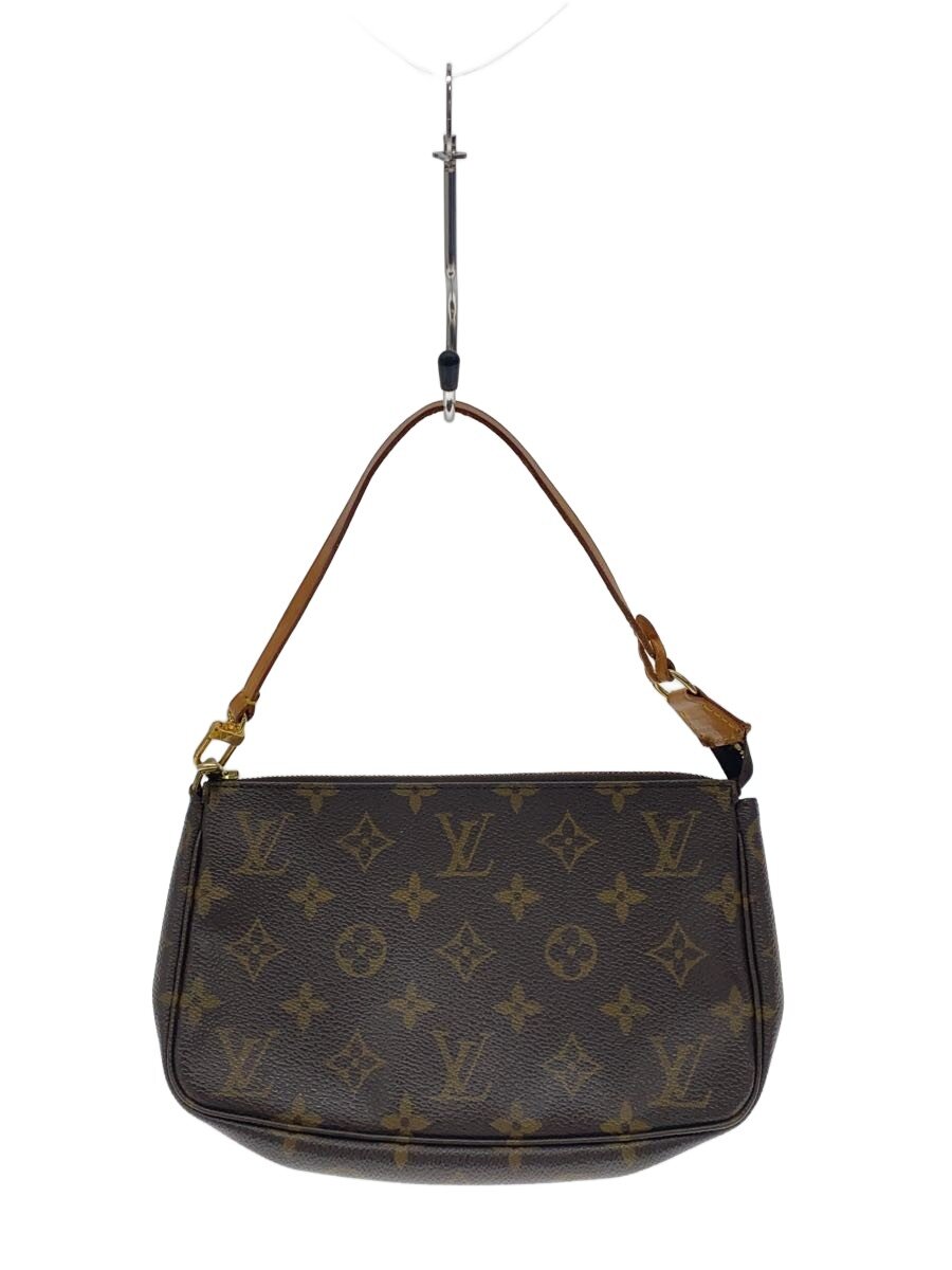 【中古】LOUIS VUITTON◆1)ポシェット・アクセソワール_モノグラム・帆布/PVC/BRW/総柄【御徒面子】