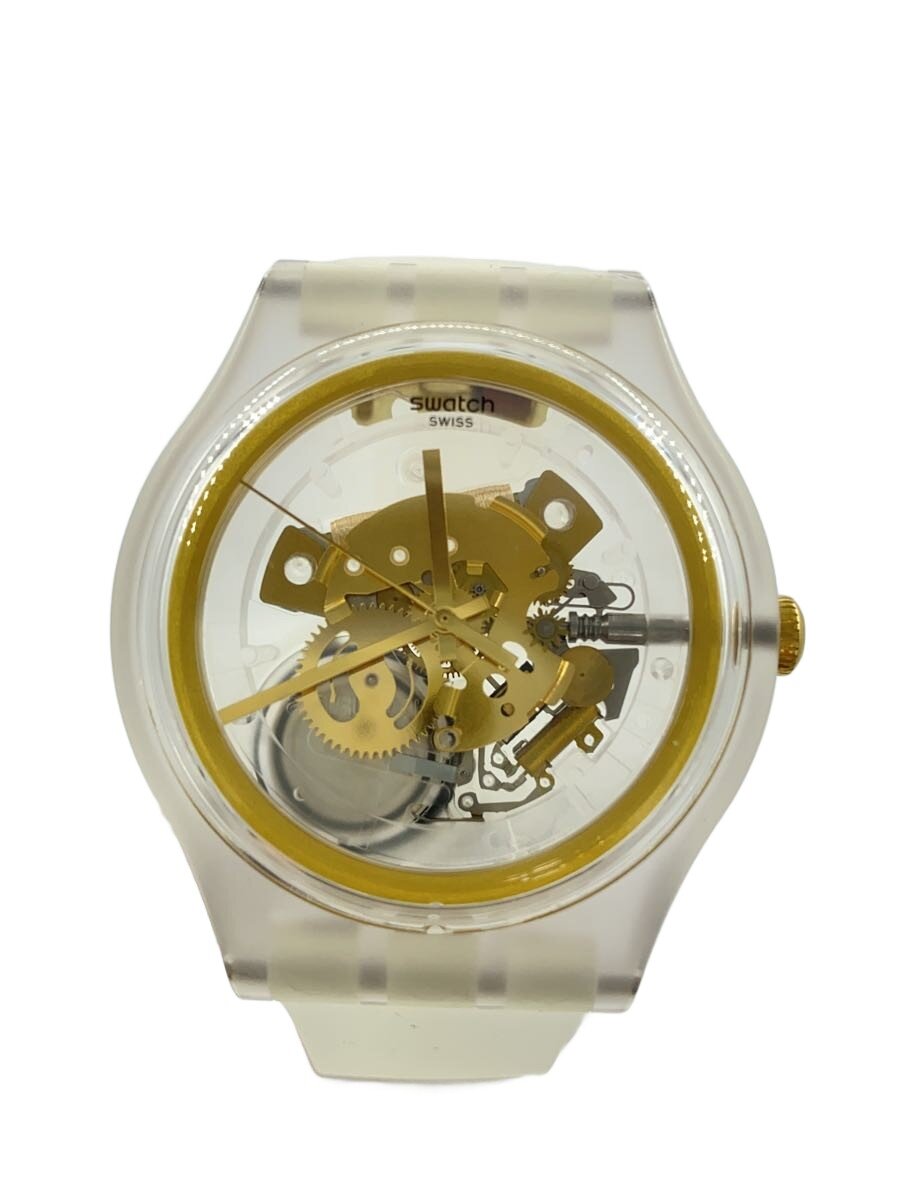 【中古】SWATCH◆石英ウオッチ/アナログ/天然ゴム/WHT【服飾雑貨他】