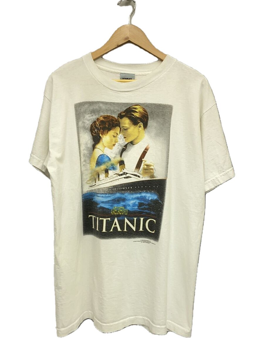 【中古】STANLEY DESANTIS◆90s/USA製/タイタニック/活動写真プルオーバー/L/綿織物/WHT【メンズウェア】