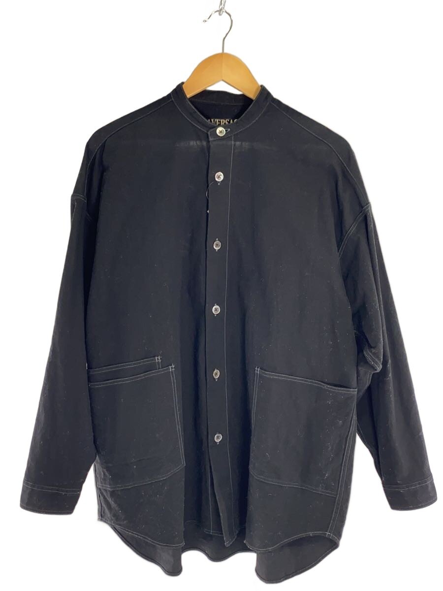 【中古】HAVERSACK◆塩縮産業綿ネル バンドカラーオーバーシャツ/SIZE:L/綿織物/黒いこと/422424//【メンズウェア】