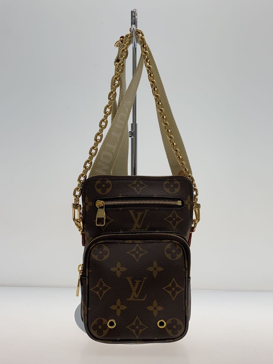 【中古】LOUIS VUITTON◆ユーティリティ・クロスボディ_モノグラム・帆布_BRW/なめし革/BRW【御徒面子】