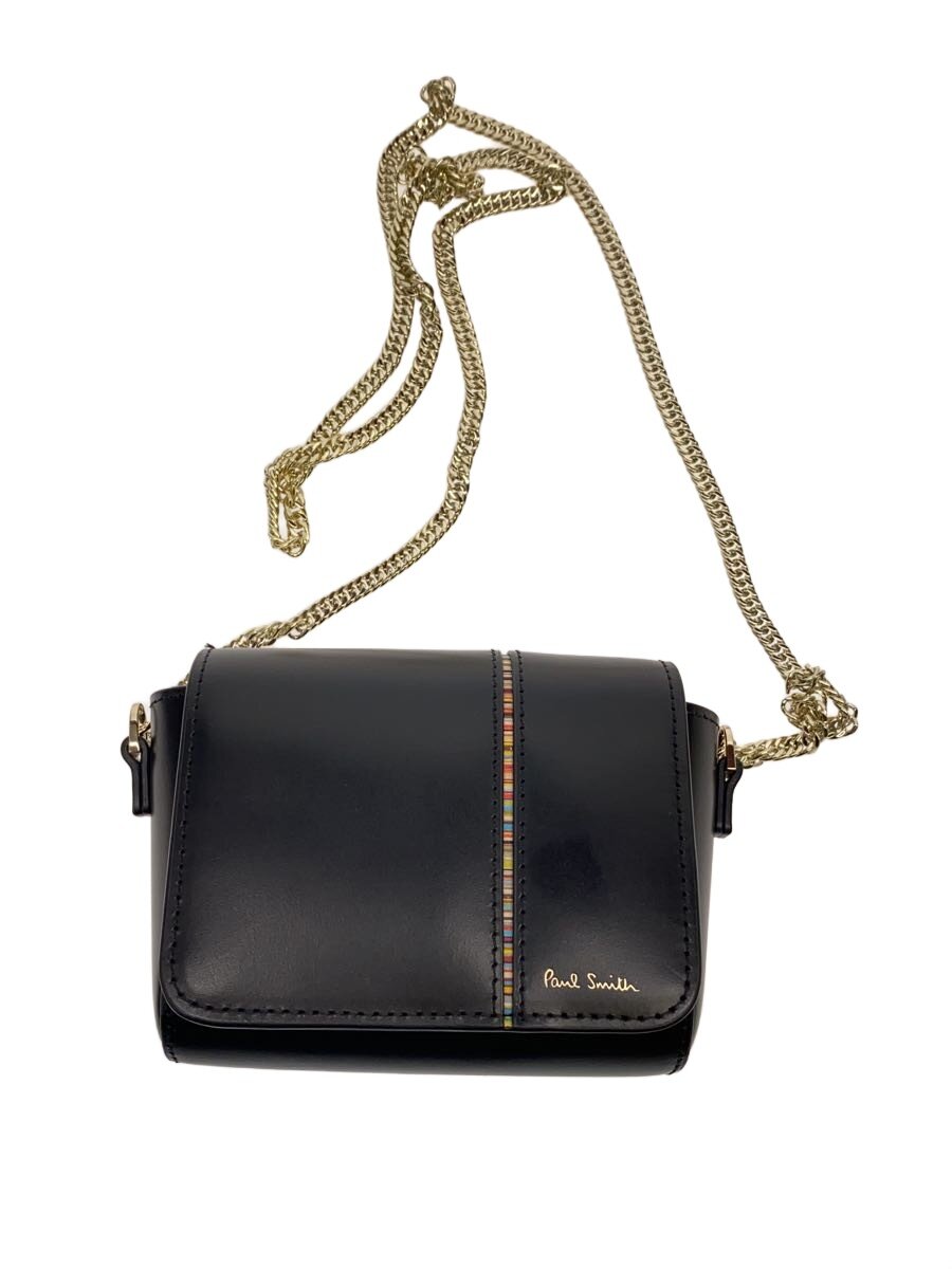 【中古】Paul Smith◆ショルダーバッグ/レザー/BLK/シグネチャーストライプ/ブラック/黒【バッグ】|2nd STREET 店