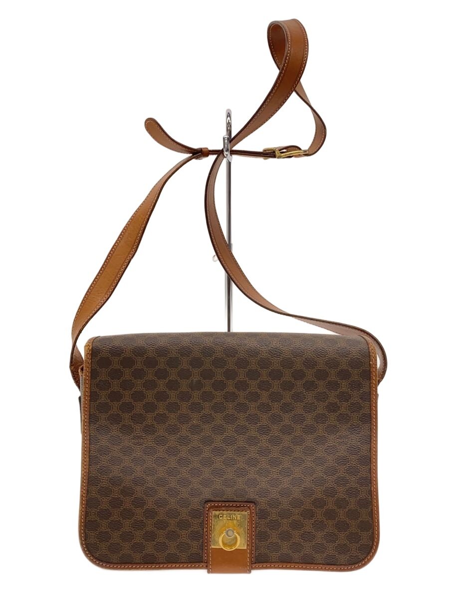 【中古】CELINE◆ショルダーバッグ/なめし革/BRW/マカダム柄【御徒面子】