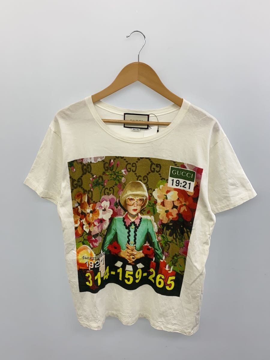 【中古】GUCCI◆ティーシャツ/M/綿織物/WHT/刷り上げる【レディース御召しもの】