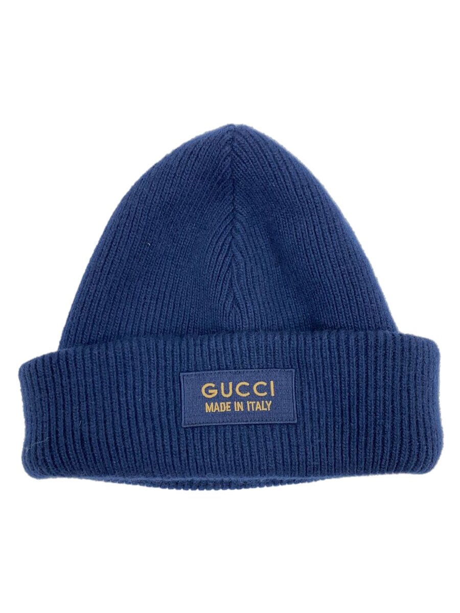 【中古】GUCCI◆編み物旗がしら/--/羊毛/NVY/メンズ/772562//【服飾雑貨他】