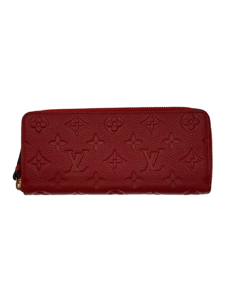 【中古】LOUIS VUITTON◆ポルト・フォイユ・クレマンス_モノグラム・アンプラント_RED/牛革/RED/レディース【服飾雑貨他】