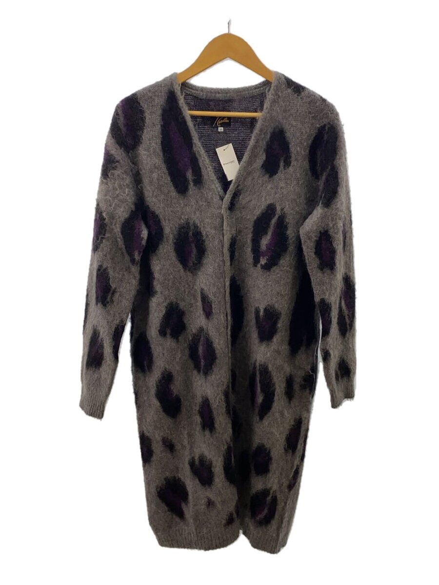 【中古】Needles◆Mohair Long Cardigan/M/モヘヤ/薄墨色/総柄/J0261【メンズウェア】