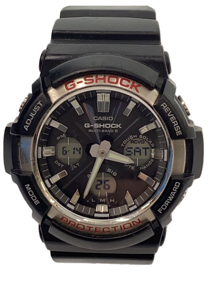 【中古】CASIO◆ソーラーウオッチ・G-SHOCK/デジアナ/天然ゴム/BLK/BLK【服飾雑貨他】