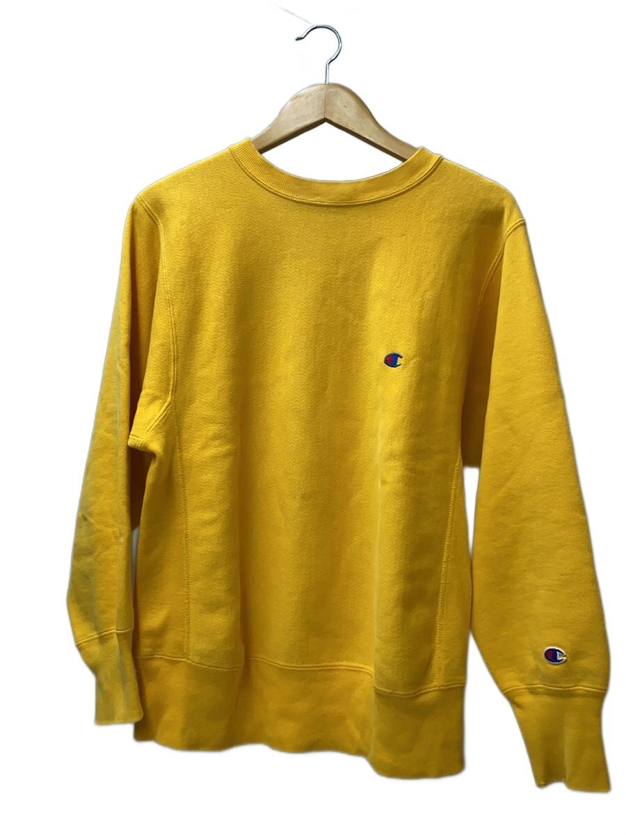 【中古】Champion◆リバースィーブ/汗水/M/綿織物/YLW/MADE IN USA/汚れた状態有【メンズウェア】