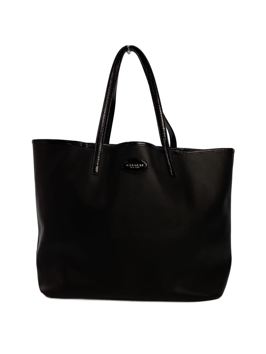 【中古】COACH◆トートバッグ_オールなめし革/なめし革/BLK【御徒面子】