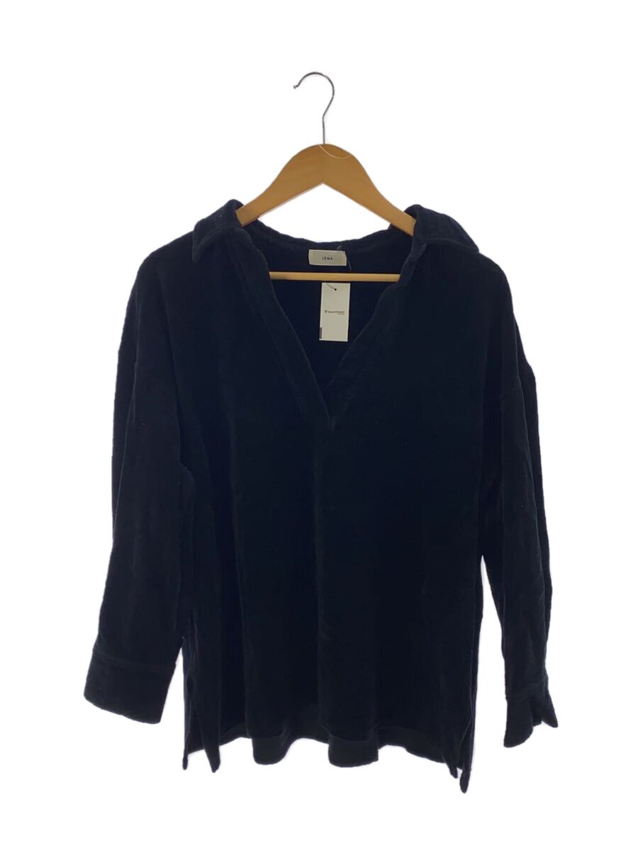 【中古】IENA◆24AW/コットンベロアスキッパープルオーバー/FREE/綿織物/BLK【レディース御召しもの】