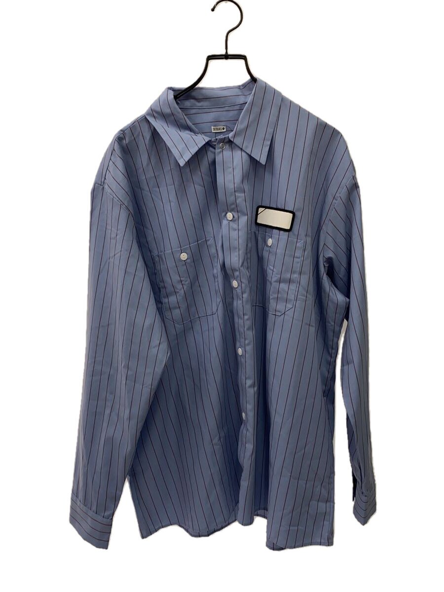 【中古】SEQUEL◆長袖プルオーバー/XL/綿織物/BLU/縞模様【メンズウェア】