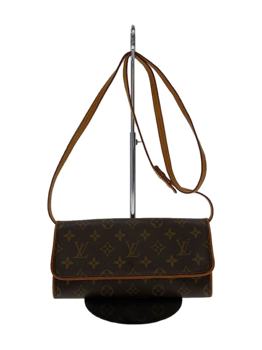 【中古】LOUIS VUITTON◆ポシェット・ツインGM_モノグラム・帆布_BRW/PVC/赤銅色【御徒面子】
