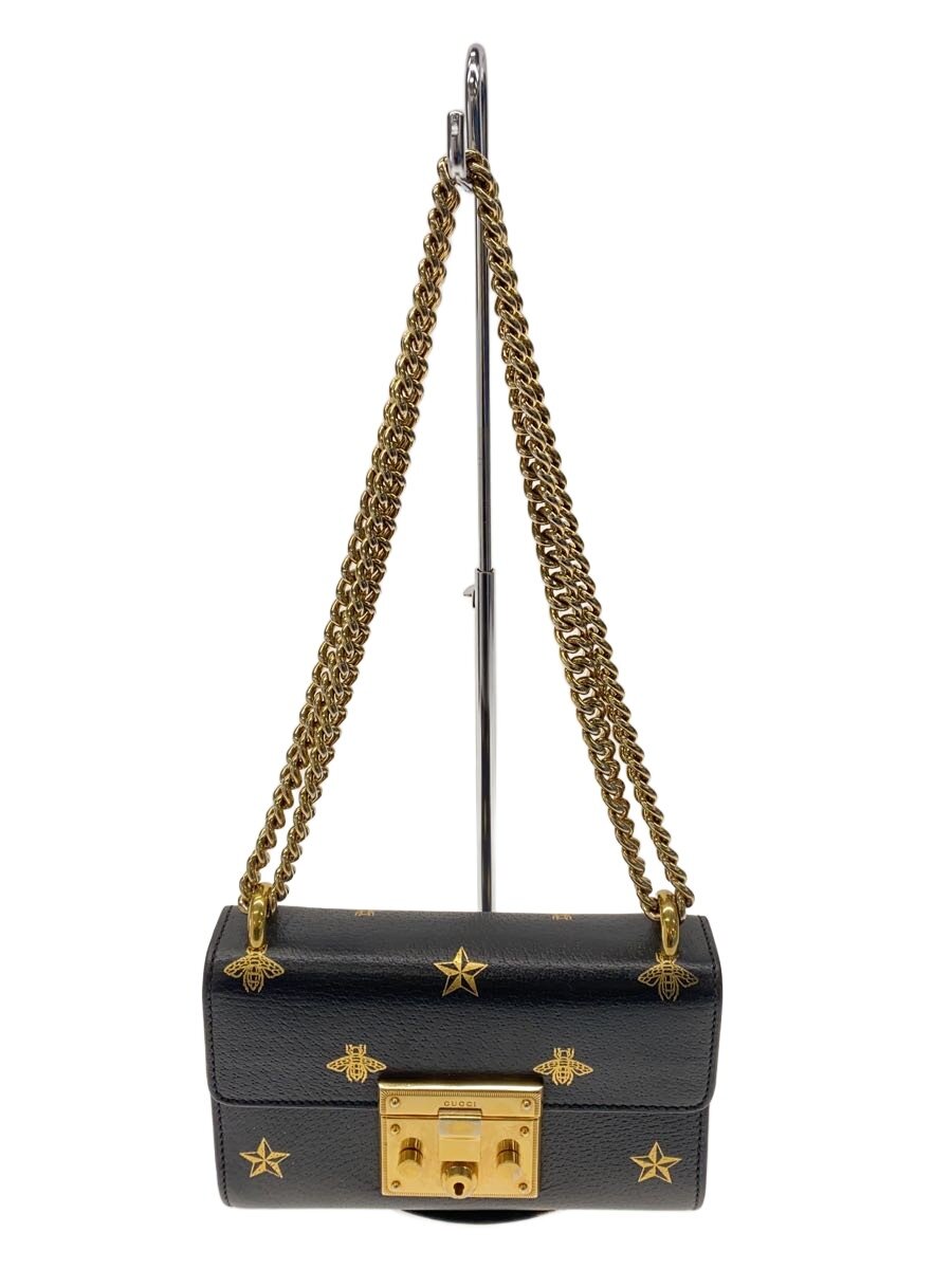 【中古】GUCCI◆ショルダーバッグ/なめし革/黒いこと/総柄【御徒面子】