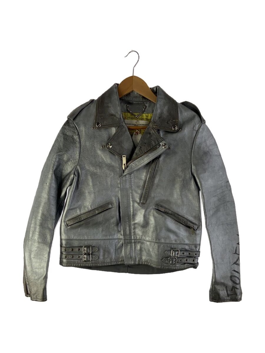 【中古】GOLDEN GOOSE◆ダブルライダースジャケット/XS/牛皮/SLV/G32WP037.A3【レディースお召しもの】