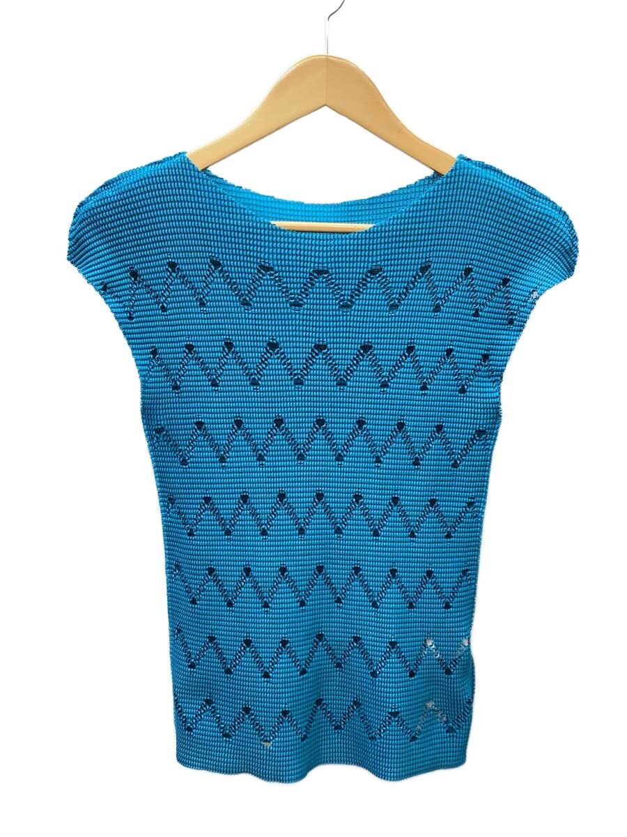 【中古】me ISSEY MIYAKE◆ミーイッセイミヤケ/プリーツノースリーブカットソー/FREE/ポリエステル/BLU/MI43KK277//【レディース御召しもの】