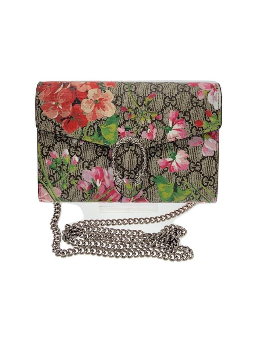 【中古】GUCCI◆デュオニュソス/チェーンショルダーウォレット/長金入れ/PVC/BEG/総柄/レディース/401231【服飾雑貨他】