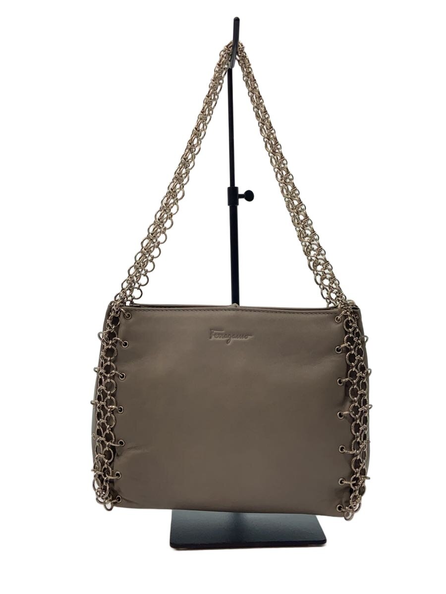 【中古】Salvatore Ferragamo◆ショルダーバッグ/なめし革/GRY【御徒面子】
