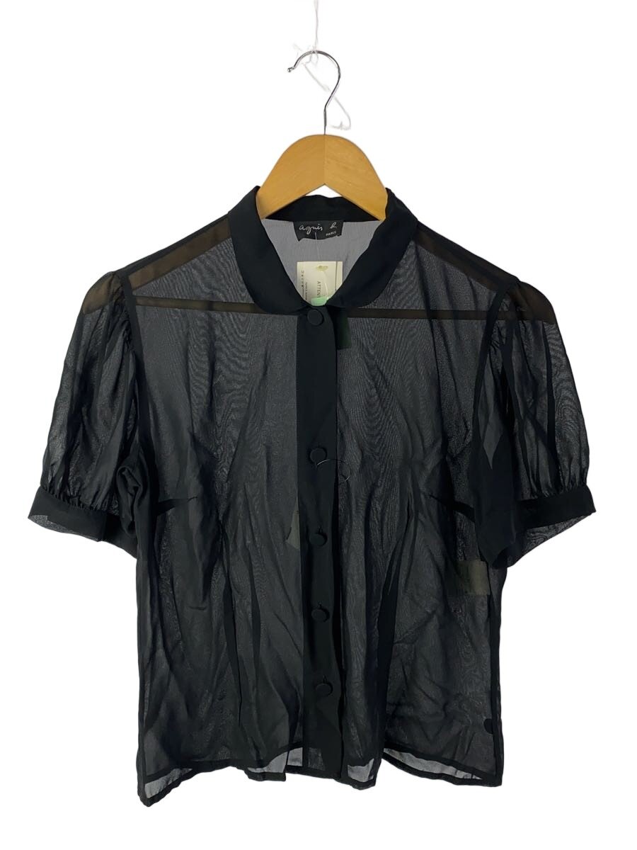 【中古】agnes b.◆フランス共和国製/半袖トップ/2/ポリエステル/BLK/066693【レディースお召しもの】