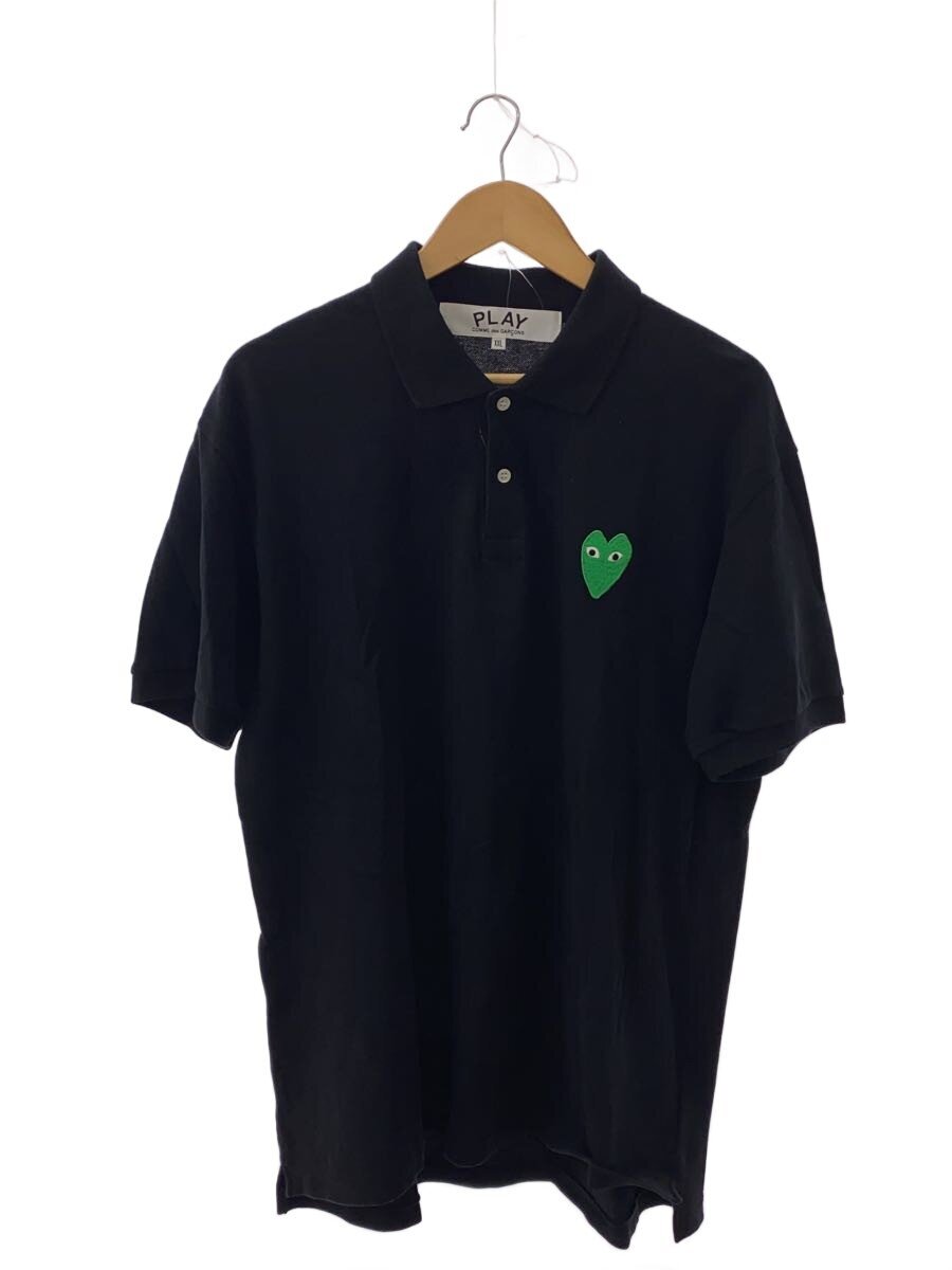 【中古】PLAY COMME des GARCONS◆25SS Polo Shirt With Green Emblem スポーツシャツ/XXL/黒いこと/AX-T046//【メンズウェア】