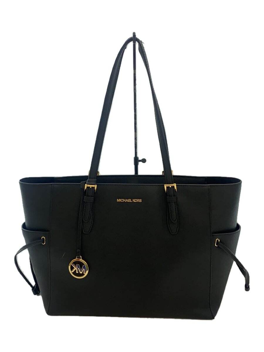【中古】MICHAEL KORS◆トートバッグ/なめし革/黒いこと/無地/35S1G2GT7L/手持ち部分物質の状態思いめぐらす【御徒面子】