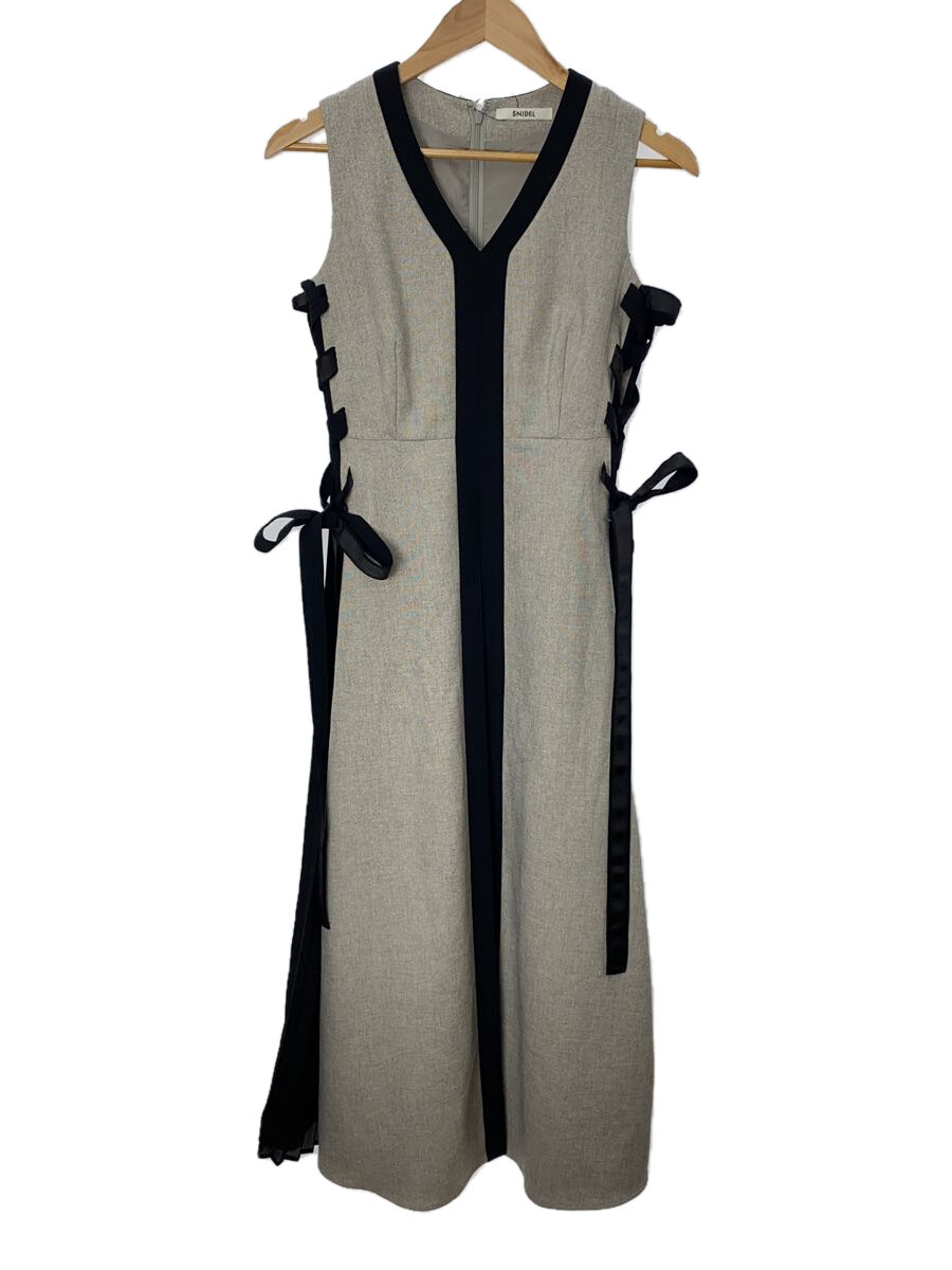 【中古】SNIDEL◆24SS/サイドプリーツバイカラーワンピース/1/ポリエステル/GRY/SWFO242068【レディースお召しもの】