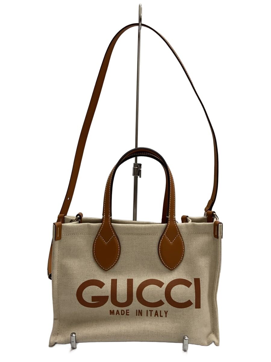 【中古】GUCCI◆GUCCI 刷り上げる ミニ トートバッグ/--/BEG【御徒面子】