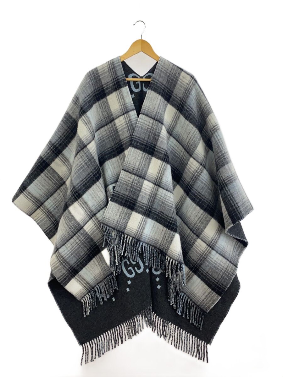 【中古】GUCCI◆ポンチョ/羊毛/薄墨色/照合のしるし/レディース/ポンチョ/グッチ//【服飾雑貨他】