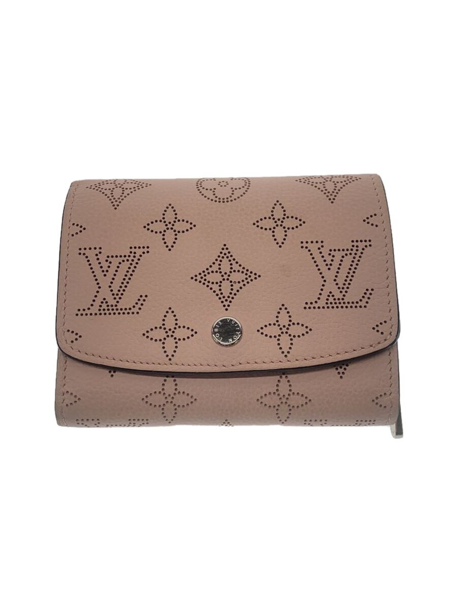 【中古】LOUIS VUITTON◆ポルト・フォイユ・イリスコンパクト_マヒナ_PNK_マグノリア/レザー/PNK/レディース【服飾雑貨他】