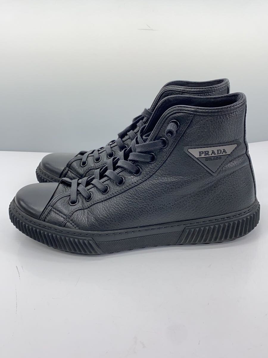 【中古】PRADA SPORT◆ハイカットスニーカー/UK7/BLK/なめし革【シューズ】