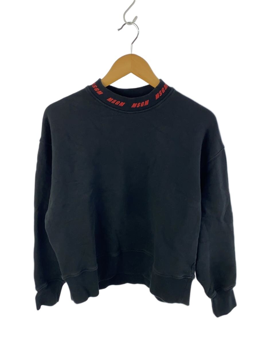 【中古】MSGM◆I/モックネックプリントスウェット/M/綿織物/BLK/2940MM96/刷り上げる欠けら【メンズウェア】