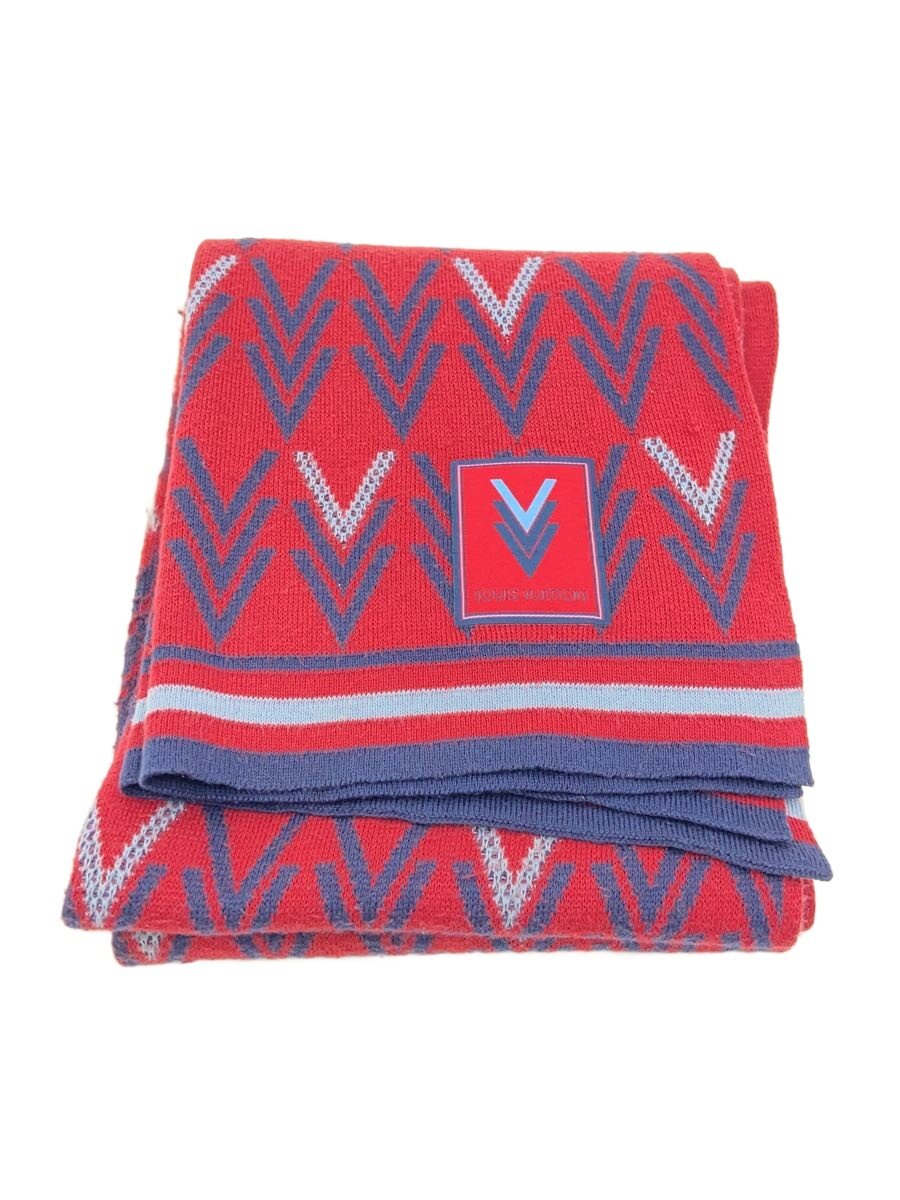 【中古】LOUIS VUITTON◆えり巻き/綿織物/RED/メンズ【服飾雑貨他】