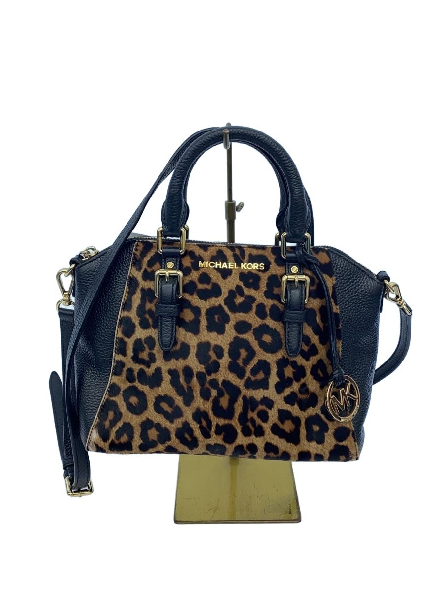 【中古】MICHAEL KORS◆ハンドバック/なめし革/BRW/レオパード/35F7GC6M6H//【御徒面子】